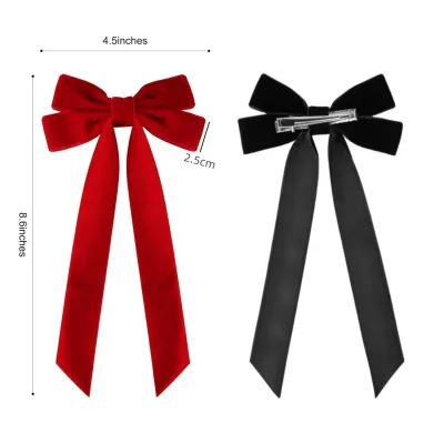 Barrette à cheveux en velours avec long ruban – image 3