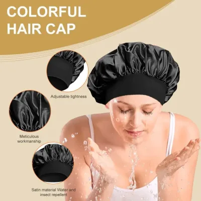 Bonnet de nuit en satin pour femme à large bord