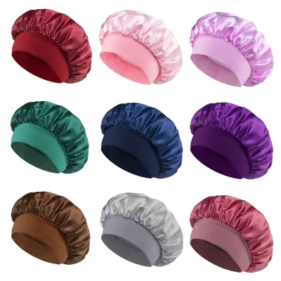 Bonnet de nuit en satin pour femme à large bord – image 3