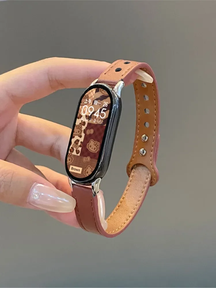 Bracelet de montre connectée en cuir, unisexe