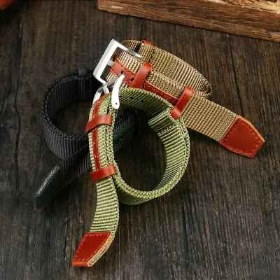 Bracelet de montre en cuir et nylon, 20 ou 22 mm – image 3