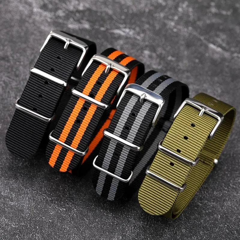 Bracelet de montre en nylon, 18, 20 ou 22 mm