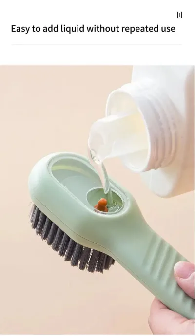 Brosse à chaussures verte avec réservoir de liquide – image 2