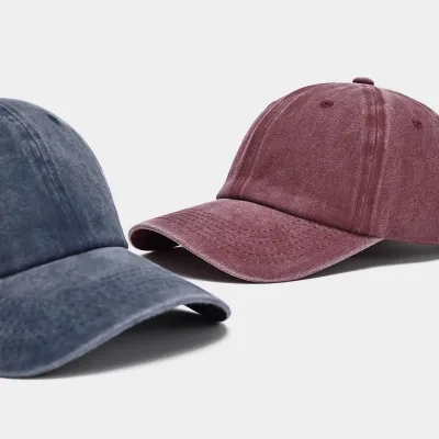 Casquette de baseball effet délavé, visière courbée