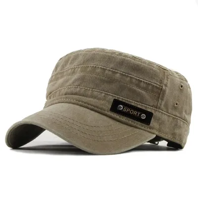 Casquette militaire à dessus plat en coton