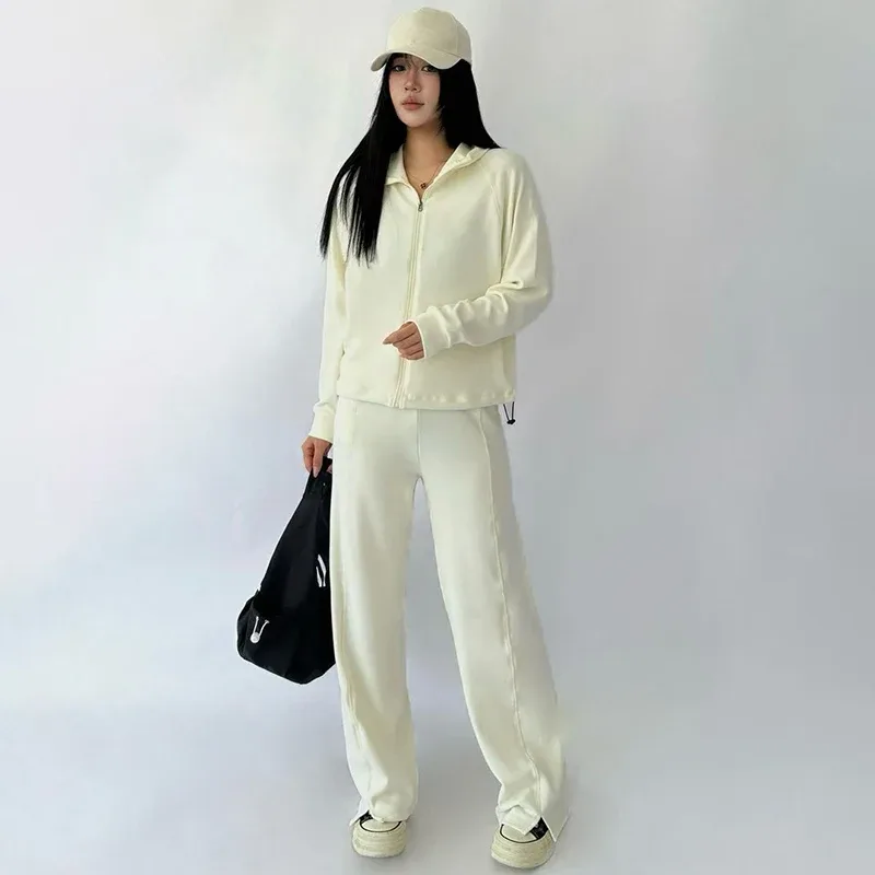 Ensemble sportif deux pièces en coton, taille haute