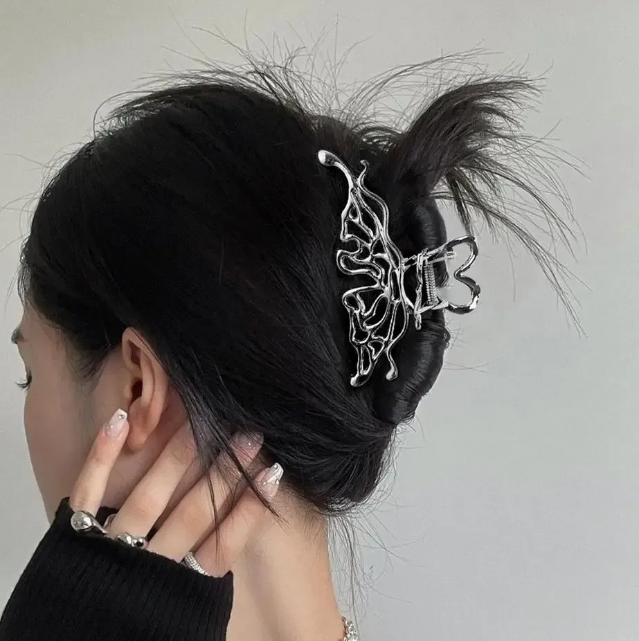 Grande pince à cheveux en métal, look rétro