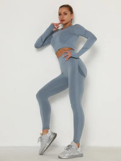 Legging de sport noir sans couture taille haute – image 2