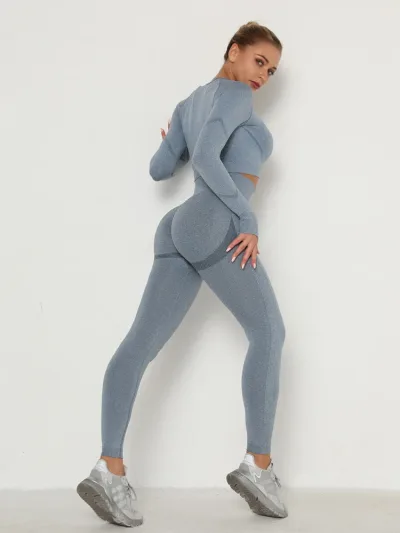 Legging de sport noir sans couture taille haute – image 3