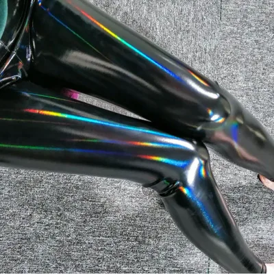 Legging taille haute simili cuir, longueur cheville
