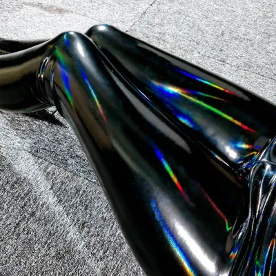 Legging taille haute simili cuir, longueur cheville – image 3