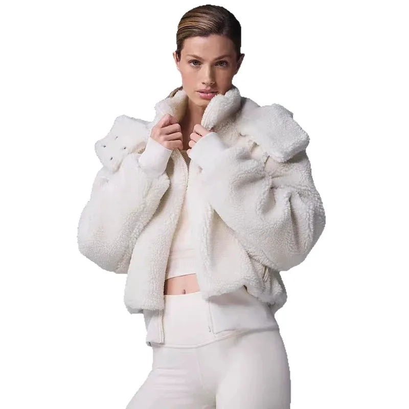 Manteau court à capuche zippé, couleur unie