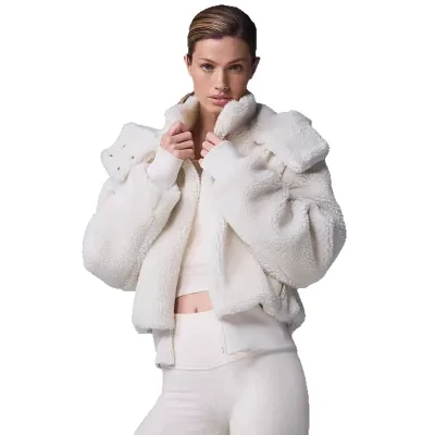 Manteau court à capuche zippé, couleur unie