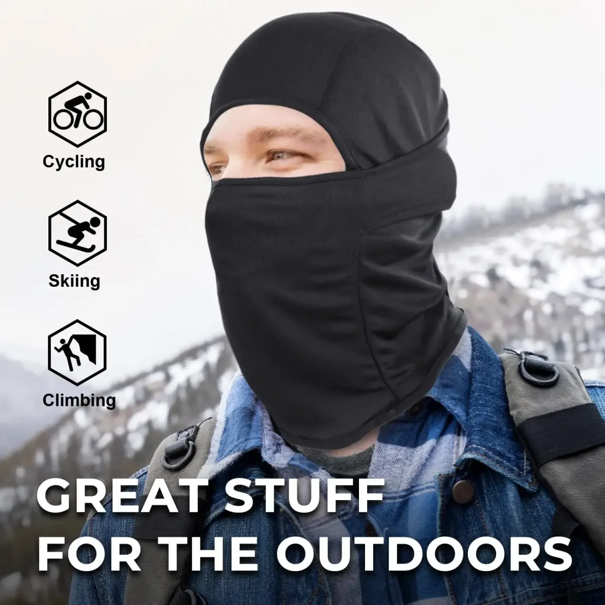Masque de ski intégral unisexe, tricoté