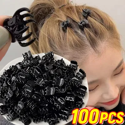 Mini pinces à cheveux en plastique, noir transparent