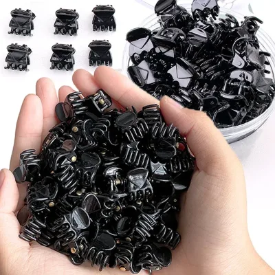 Mini pinces à cheveux en plastique, noir transparent – image 2