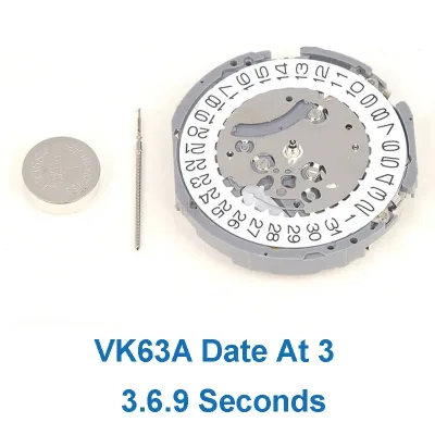 Mouvement de montre à quartz avec pile, VK63