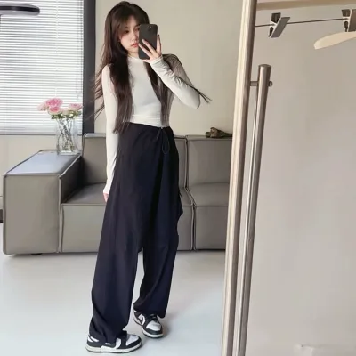 Pantalon cargo ample à cordon de serrage