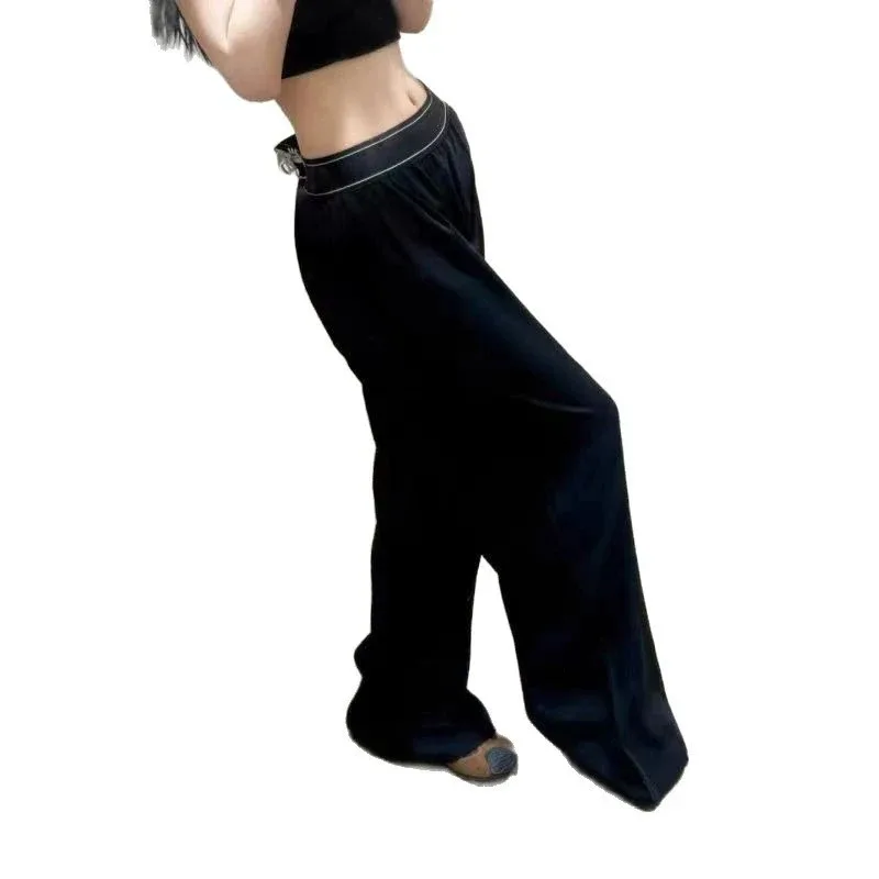 Pantalon large taille haute femme, uni