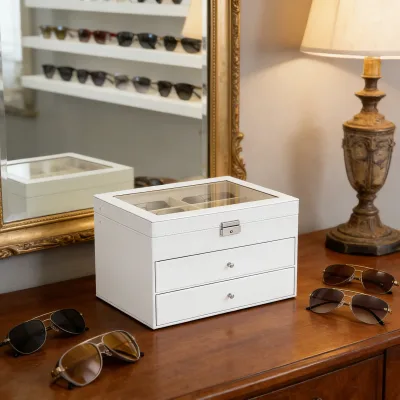 Présentoir à lunettes blanc à trois niveaux – image 3