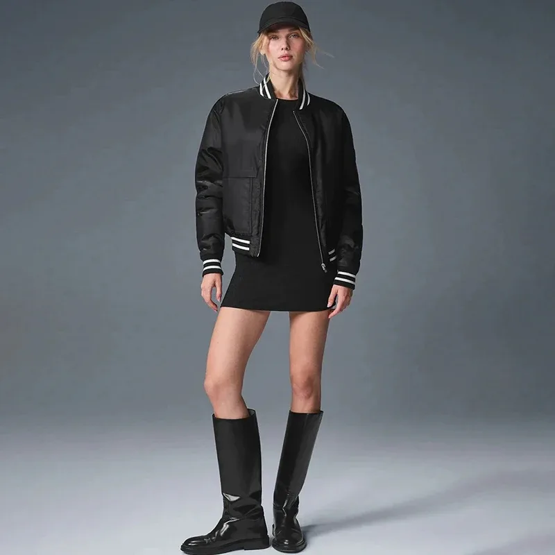 Veste de baseball unie à fermeture éclair