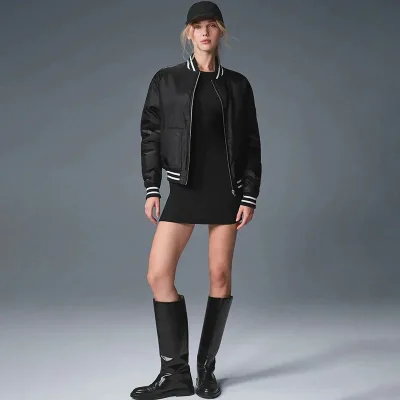 Veste de baseball unie à fermeture éclair