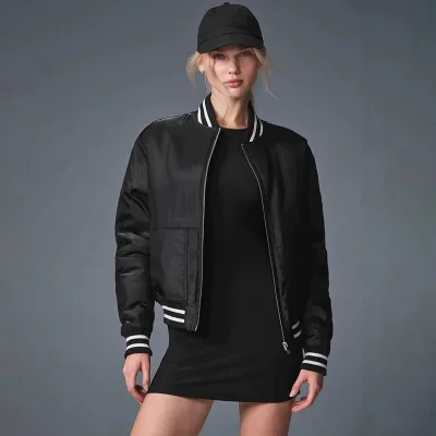 Veste de baseball unie à fermeture éclair – image 2