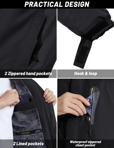 Veste de ski imperméable homme, doublée polaire – image 3